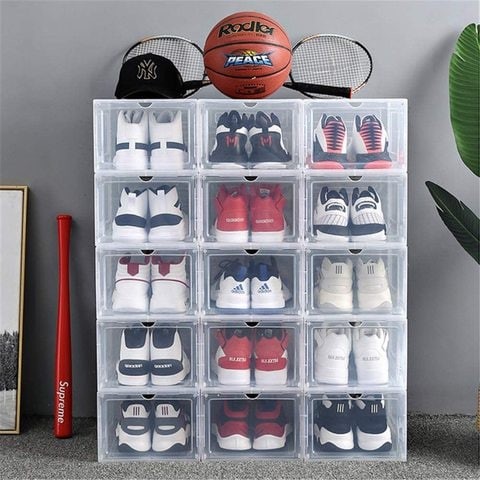 Lash Shoe Storage Box, Stackable High Quality Storage Bins - Shoes Size Up to UK45, Set of 6 Clear Boxes