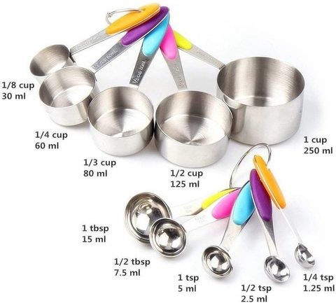 Zenhome 10-Piece Measuring Cup Set With Spoons - Multi Color