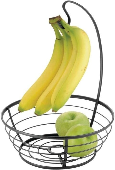 Aiwanto Fruit Basket with Banana Hook Fruit Bowl with Banana Holder Fruit Tree Bowl Made of Metal for Fruits and Vegetables