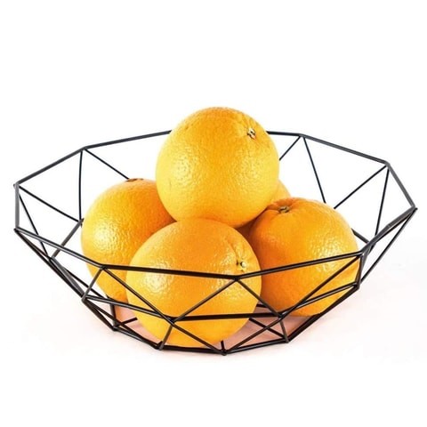 Iwanto Metal Fruit Basket Design Living Room Kitchen Table Decoration Bowl - Black Paint