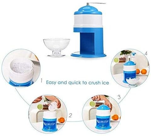 Aiwanto Household Handhold Manual Ice Crusher Ice Machine For Shaved Ice Snow Cones Ice Smash Machine (Blue)