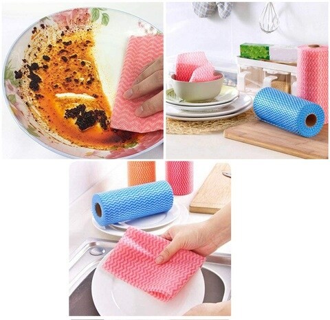 ALISSA Set of 2 Pcs Multi Purpose Cleaning Cloth Rolls (Random Color)