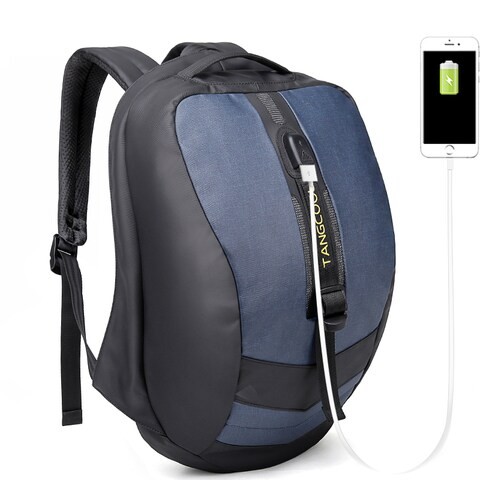 College School Backpack Laptop Bag with USB Charging Port - Blue, 15.6&Prime;