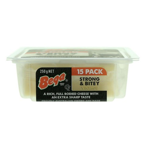 Bega Strong and Bitey Vintage Natural Cheese Slices 250g