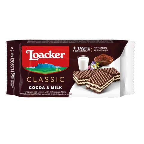 Loacker Classic Cocoa &amp; Milk Wafers 45g