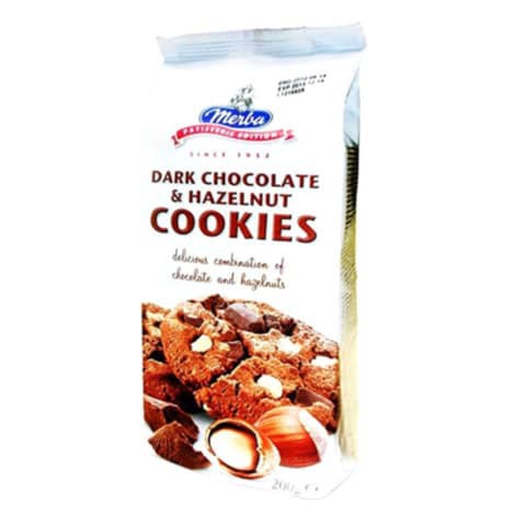 Merba Dark Chocolate and Hazelnut Cookies 200g