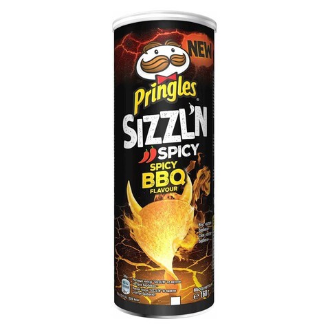 Pringles Sizzl&#39;n Spicy BBQ Flavoured Crispy Chips 160g