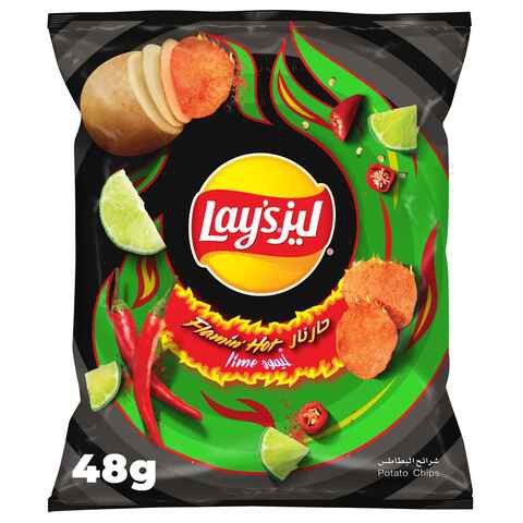 Lay&#39;s Flamin&#39; Hot Lime Flavoured Potato Chips, 48g