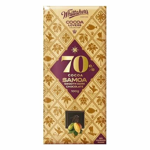 Whittaker&#39;s Cocoa Samua Smooth Dark Chocolate 100g