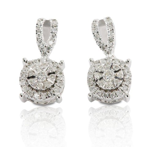 18k ILLUSION DIAMOND EARRING 0.21 CTS-Yellow Gold