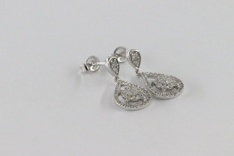 18k ILLUSION DIAMOND EARRING 0.42 CTS-White Gold