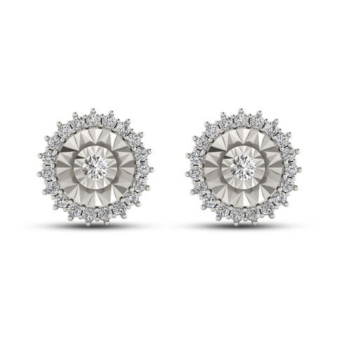 18k ILLUSION DIAMOND EARRING 0.18 CTS-White Gold