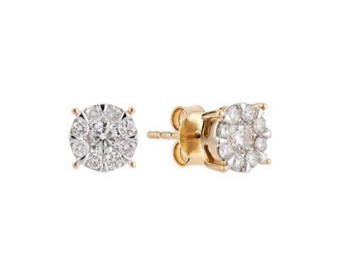 18k ILLUSION DIAMOND EARRING 0.65 CTS-Yellow Gold