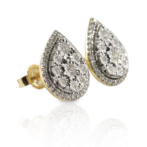 18k ILLUSION DIAMOND EARRING 0.3 CTS-Yellow Gold