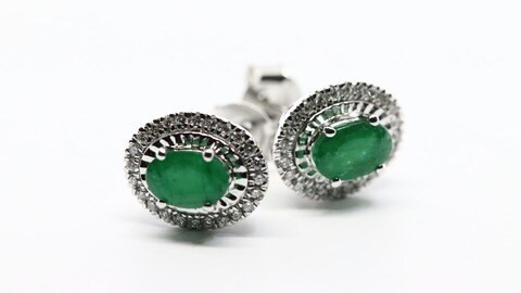 18k DIANA EMERALD EARRING 0.18 CTS-White Gold