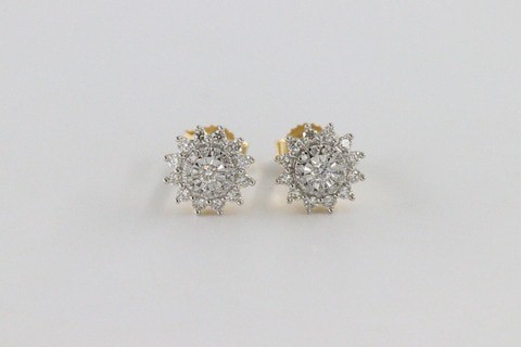 18k ILLUSION DIAMOND EARRING 0.29 CTS-Yellow Gold