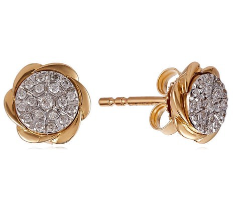 18k NAPOLI DIAMOND EARRING 0.11 CTS-Yellow Gold