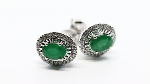 18k DIANA EMERALD EARRING 0.18 CTS-Yellow Gold