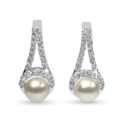 18k OYSTRA PEARL EARRING 0.45 CTS-Yellow Gold