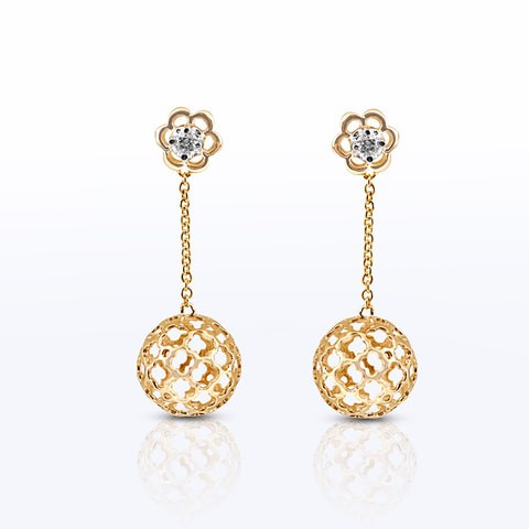 18k ILLUSION DIAMOND EARRING 0.08 CTS-Yellow Gold