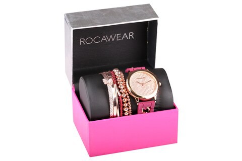 Rocawear Classic Ladies Purple Silicone Watch Bangle Set-829060