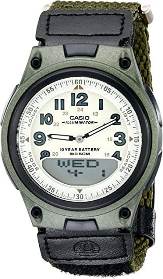 Casio Mens Quartz Watch, Analog Display and PU Strap AW-80V-3BVDF