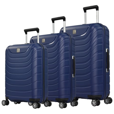 Eminent Brand 3-Piece-Set of Hardsided PP 4 Twin-Wheel Spinner Luggage Trolley in Dark Blue Color B0011-3_DBL