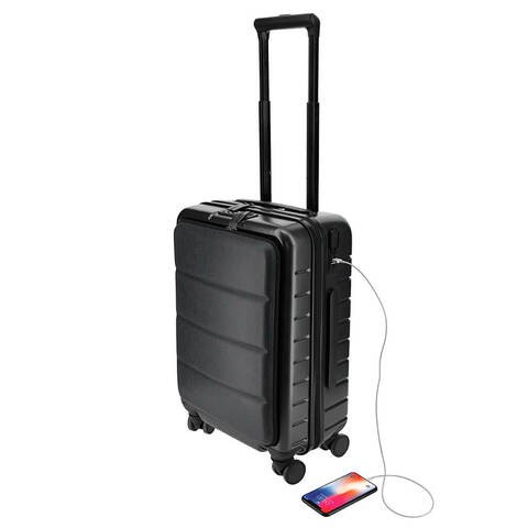 CASHEL - Boarding Trolley Case |20 Inch Luggage Suitcase Carry On, Hard side Spinner Luggage with Laptop pocket Compartment - Dark Grey