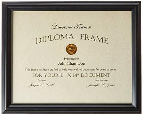 Lawrence Frames 11 by 14-Inch Black Diploma Frame, Domed Top