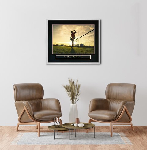 Motivational Posters with Aluminum Frame 60cm x 50cm (COURAGE - SOCCER PLAYER)