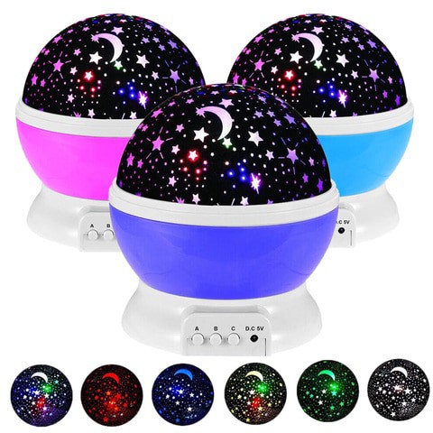 Generic - Starry Lights LED Projector Star Moon Night Light Sky Rotating Battery Operated Bedroom Nightlight Lamp for Kids Baby Gifts,Pink