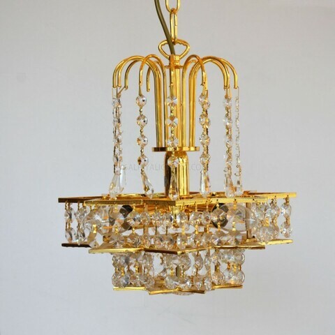 Indoor Crystal 24K Gold Plated Chandelier Light - Italy 5000-30-PL-4xE14 Bulb- Gold