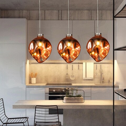 Indoor Evelyn Glass Pendant Light D1831 Chrome/Rose Gold