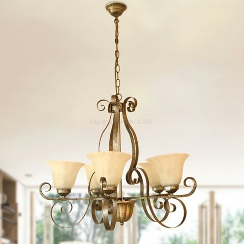 Uplight Chandelier HLH-24108 5Arms-Brown