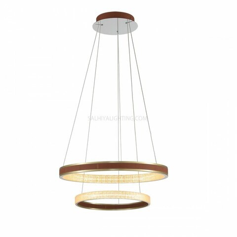 Modern LED 2 Round Rings Pendant Light MD60189-700 -Antique Brass