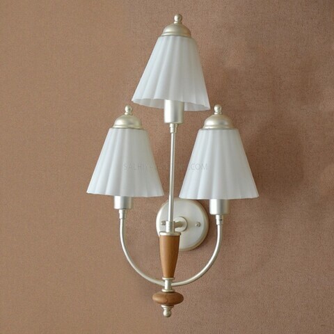 Indoor Wall Sconce -254513L- 3Arms-Whit/Silver