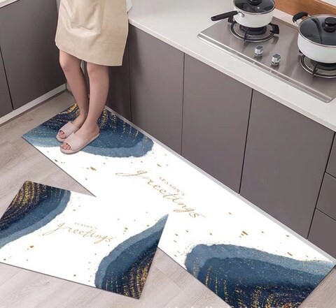 Kitchen Mats Kitchen Rugs Kitchen Carpets Set Absorbent Thick Non-slip Washable, Area Rugs for Kitchen Floor Indoor Outdoor Entry(40x 60cm and 40x120cm) 2PCS in on Set