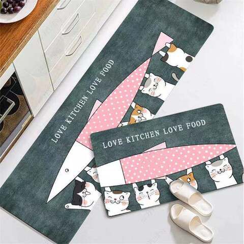 Kitchen Mats Kitchen Rugs Bedroom Carpets Set Absorbent Thick Non-slip Washable, Area Rugs for Kitchen Floor Indoor Outdoor Entry(40x 60cm and 40x120cm)- 2PCS