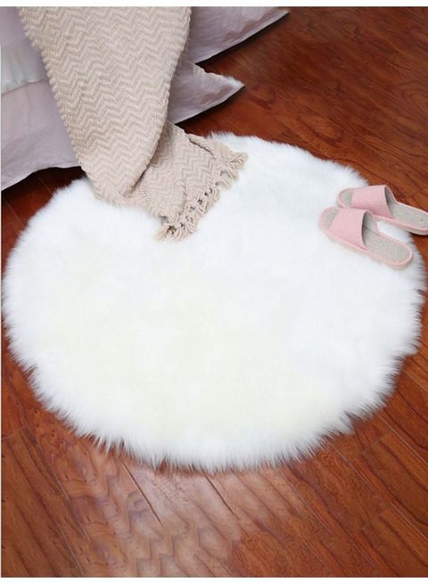 Generic Round Plush Rug White 30cm