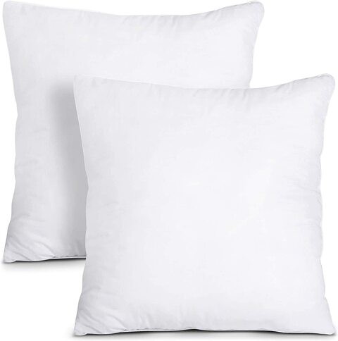 Decorative Throw Pillow Inserts, CAN, Square Pillow Insert, Set Of 2, White, Soft and Luxurious Pillow Insert for Sofa, Chair, Bedroom, Living Room &amp; Car(40x40 cm)