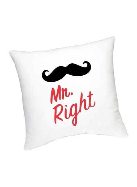 FMstyles Mr. Right Printed Cushion White/Red/Black 45 cm