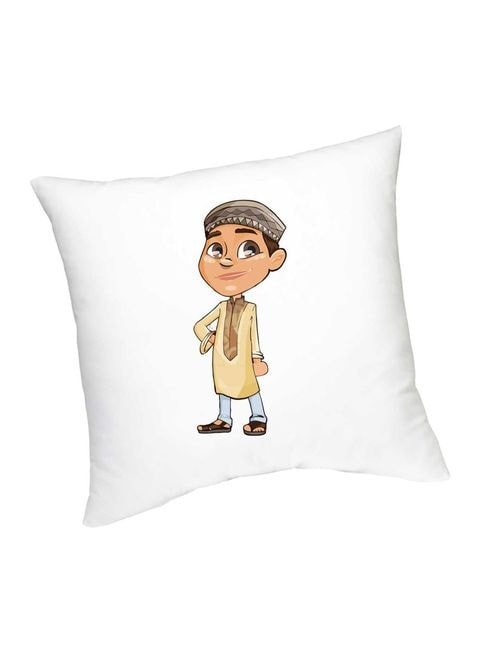 FMstyles Akeem Wise Arabic Boy Printed Cushion White/Beige/Brown 45 cm