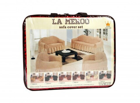 Sofa Cover Set, LA MEROO, Spandex Non Slip Soft, 85% Polyster &amp; 15% Spandex, 7 Seater, Washable Furniture Protector (Red)