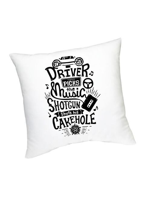 FMstyles Driver Shotgun Printed Cushion White/Black 45 cm