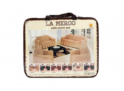 Sofa Cover Set, LA MEROO, Spandex Non Slip Soft, 85% Polyster &amp; 15% Spandex, 7 Seater, Washable Furniture Protector (Off White)