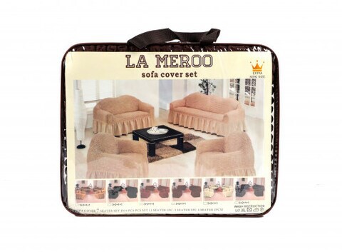 Sofa Cover Set, LA MEROO, Spandex Non Slip Soft, 85% Polyster &amp; 15% Spandex, 7 Seater, Washable Furniture Protector (Chocolate)