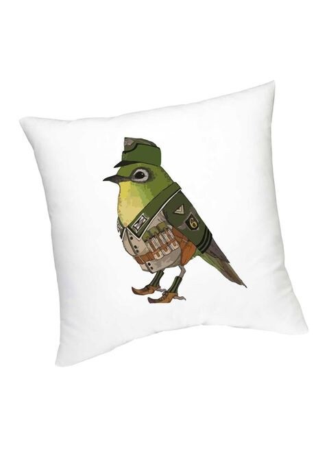 FMstyles Bird Army Printed Cushion White/Green/Grey 45 cm