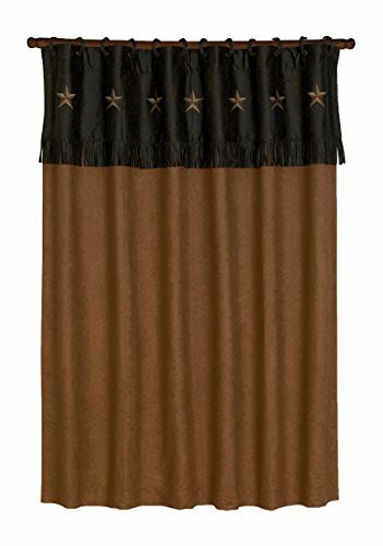 Hiend Accents Laredo Western Star Faux Suede Shower Curtain &amp; Rings Bath Set, 72&quot; X 72&quot;, Tan