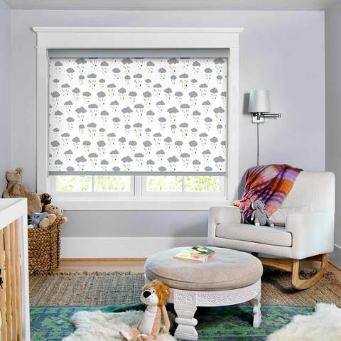 Cloud Burst Rain  Blackout Roller Blinds W: 120cm H: 200cm