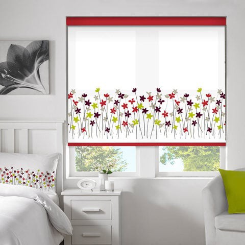 Borderflower Cherry  Translucent Roller Blinds W: 120cm H: 200cm